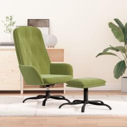 vidaXL Scaun de relaxare cu taburet, verde deschis, catifea (3097633)