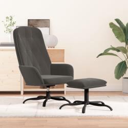 vidaXL Scaun de relaxare cu taburet, gri închis, catifea (3097631)