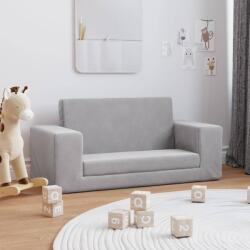 vidaXL Canapea pentru copii cu 2 locuri, gri deschis, pluș moale (341828) Canapea