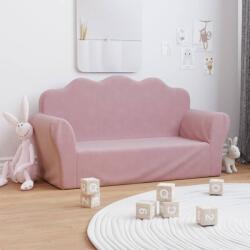 vidaXL Canapea pentru copii cu 2 locuri, roz, pluș moale (341868) Canapea