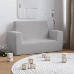 vidaXL Canapea pentru copii cu 2 locuri, gri deschis, pluș moale (341840) Canapea