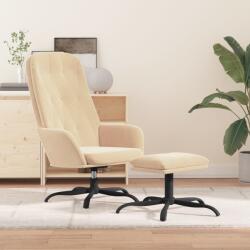 vidaXL Scaun de relaxare cu taburet, alb crem, catifea (3097639)