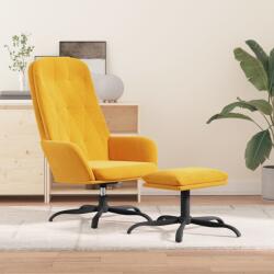 vidaXL Scaun de relaxare cu taburet, galben muștar, catifea (3097637)