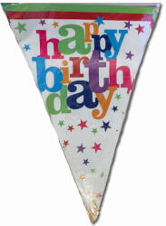 Mezőfi Team Kft Zászló fűzér, fehér, Happy Birthday feliratttal