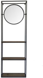 Clayre & Eef Raft de perete cu 3 polite si oglinda cu rama din fier negru 53 cm x 15 cm x 165 h (52S186)