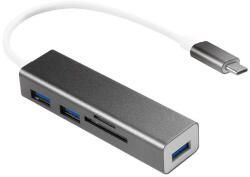 LogiLink HUB extern LOGILINK, porturi USB: USB 3.0 x 3, conectare prin USB 3.2 Type C, cablu 0.1 m, alte porturi: SD, MicroSD, negru, "UA