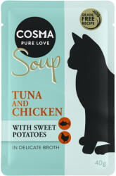 Cosma 24x40g Cosma Soup nedves macskatáp-Tonhal, csirke & édesburgonya