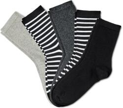Tchibo 5 pár gyerek zokni, fekete/szürke/csíkos 1x melírozott szürke, 2x fekete-fehér csíkos, 1x melírozott antracit, 1 x fekete 27-30