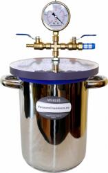 A V Pumps Vákuumtartály, vákuumkamra 4, 2 literes saválló acél, polikarbonát vagy üveg fedő rozsdamentes edény