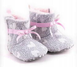 Yo! Babakocsi cipő 6-12 hó - szürke rózsaszín masnival - babastar