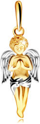 Ekszer Eshop Medál kombinált 14K aranyból - imádkozó angyal szárnyakkal