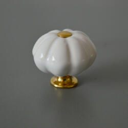 ITALMETAL Fém-porcelán bútorgomb, fehér - arany színű (IT_P10_00_00_06)