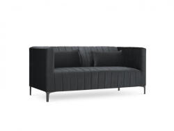 Micadoni Canapea 2 locuri Annite cu tapiterie din catifea, picioare din metal negru, gri inchis (MIC_2S_ANNITE-5941) Canapea