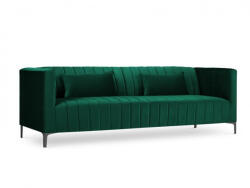 Micadoni Canapea 3 locuri Annite cu tapiterie din catifea, picioare din metal negru, verde (MIC_3S_ANNITE-6698) Canapea