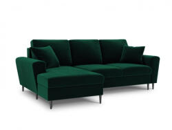 Micadoni Coltar extensibil Moghan, colt pe partea stanga cu picioare din metal negru, verde inchis (MIC462-4053) Canapea