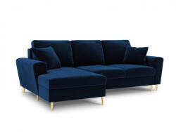 Micadoni Coltar extensibil Moghan, colt pe partea stanga cu picioare din metal auriu, albastru royal (MIC450-7290) Canapea