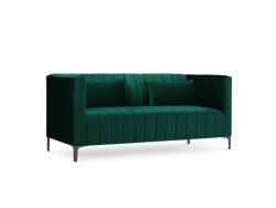 Micadoni Canapea 2 locuri Annite cu tapiterie din catifea, picioare din metal negru, verde (MIC_2S_ANNITE-9529) Canapea