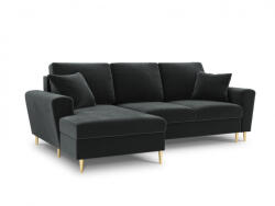 Micadoni Coltar extensibil Moghan, colt pe partea stanga cu picioare din metal auriu, gri inchis (MIC455-7020) Canapea