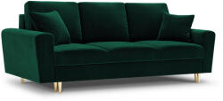 Micadoni Canapea extensibila 3 locuri Moghan cu tapiterie din catifea, picioare din metal auriu, verde (MIC_3SF_2_A1_MOGHAN6-8511) Canapea