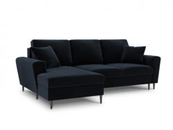 Micadoni Coltar extensibil Moghan, colt pe partea stanga cu picioare din metal negru, albastru inchis (MIC461-574) Canapea