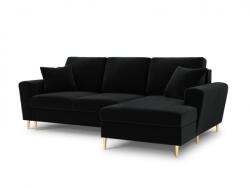 Micadoni Coltar extensibil Moghan, colt pe partea dreapta cu picioare din metal auriu, negru (MIC476-7441) Canapea
