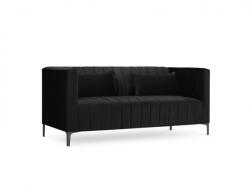 Micadoni Canapea 2 locuri Annite cu tapiterie din catifea, picioare din metal negru, negru (MIC_2S_ANNITE-9336) Canapea