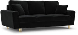 Micadoni Canapea extensibila 3 locuri Moghan cu tapiterie din catifea, picioare din metal auriu, negru (MIC_3SF_2_A1_MOGHAN10-5042) Canapea