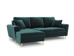 Micadoni Coltar extensibil Moghan, colt pe partea stanga cu picioare din metal auriu, gri petrol (MIC453-2046) Canapea