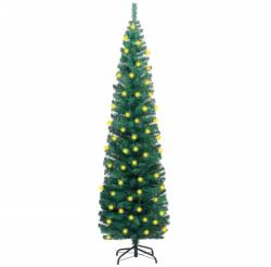 vidaXL Karcsú műkarácsonyfa LED fényekkel és talppal 210 cm (3077752)