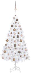 vidaXL Fehér műkarácsonyfa LED fényekkel és gömb szettel 120 cm (3077625)