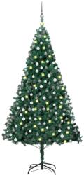 vidaXL Műkarácsonyfa LED fényekkel és gömb szettel 210 cm (3077709)
