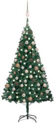 vidaXL Műkarácsonyfa LED fényekkel és gömb szettel 180 cm (3077622)
