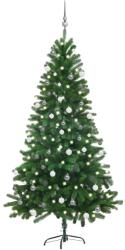 vidaXL Műkarácsonyfa LED fényekkel és gömb szettel 180 cm (3077727)