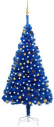 vidaXL Kék műkarácsonyfa LED fényekkel és gömb szettel 210 cm (3077510)