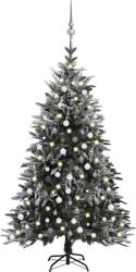 vidaXL Műkarácsonyfa LED fényekkel gömb szettel hóval 240 cm (3077931)
