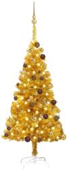 vidaXL Arany színű műkarácsonyfa LED fényekkel és gömb szettel 120 cm (3077517)