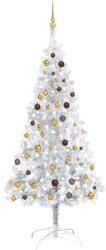 vidaXL Ezüst színű műkarácsonyfa LED fényekkel és gömbökkel 210 cm (3077525)