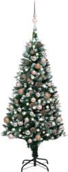 vidaXL Műkarácsonyfa LED fényekkel gömb szettel és tobozokkal 150 cm (3077616)