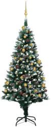 vidaXL Műkarácsonyfa LED fényekkel gömb szettel és tobozokkal 180 cm (3077531)