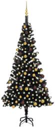 vidaXL Fekete műkarácsonyfa LED fényekkel és gömb szettel 210 cm (3077505)
