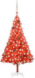 vidaXL Piros műkarácsonyfa LED fényekkel és gömb szettel 180 cm (3077600)