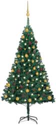 vidaXL Műkarácsonyfa LED fényekkel és gömb szettel 150 cm (3077535)