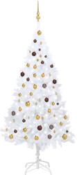 vidaXL Fehér műkarácsonyfa LED fényekkel és gömb szettel 210 cm (3077542)