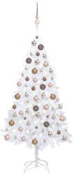 vidaXL Fehér műkarácsonyfa LED fényekkel és gömb szettel 150 cm (3077626)