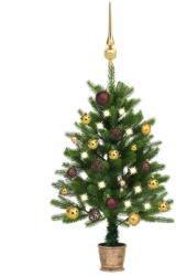 vidaXL Műkarácsonyfa LED fényekkel és gömb szettel 90 cm (3077552)