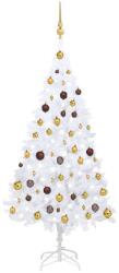 vidaXL Fehér műkarácsonyfa LED fényekkel és gömb szettel 150 cm (3077540)