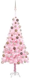 vidaXL Rózsaszín műkarácsonyfa LED fényekkel és gömb szettel 150 cm (3077584)