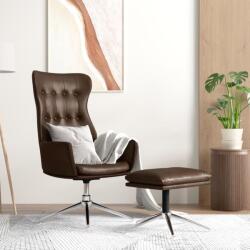 vidaXL Scaun de relaxare cu taburet, maro lucios, piele ecologică (3097720)