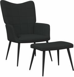 vidaXL Scaun de relaxare cu taburet, negru, textil (327958)