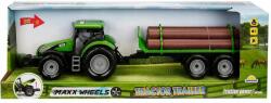 Maxx Wheels Tractor verde cu remorca cu lemne, cu lumini si sunete, Maxx Wheels, 44 cm